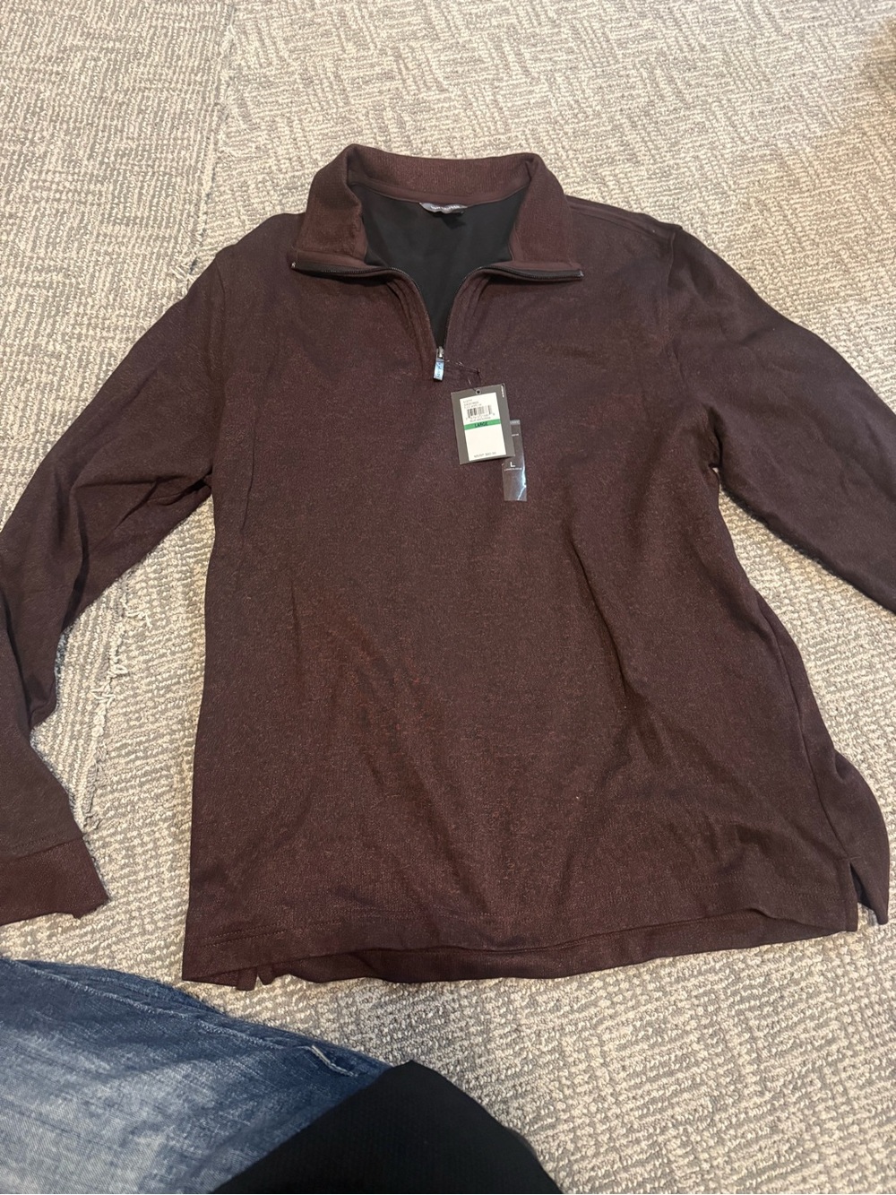 Van Heusen Brown Quarter-Zip Pullover Shirt